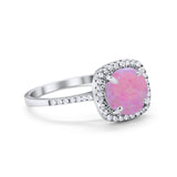 Halo Wedding Engagement Ring Round Simulated Cubic Zirconia 925 Sterling Silver