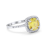 Halo Wedding Engagement Ring Round Simulated Cubic Zirconia 925 Sterling Silver