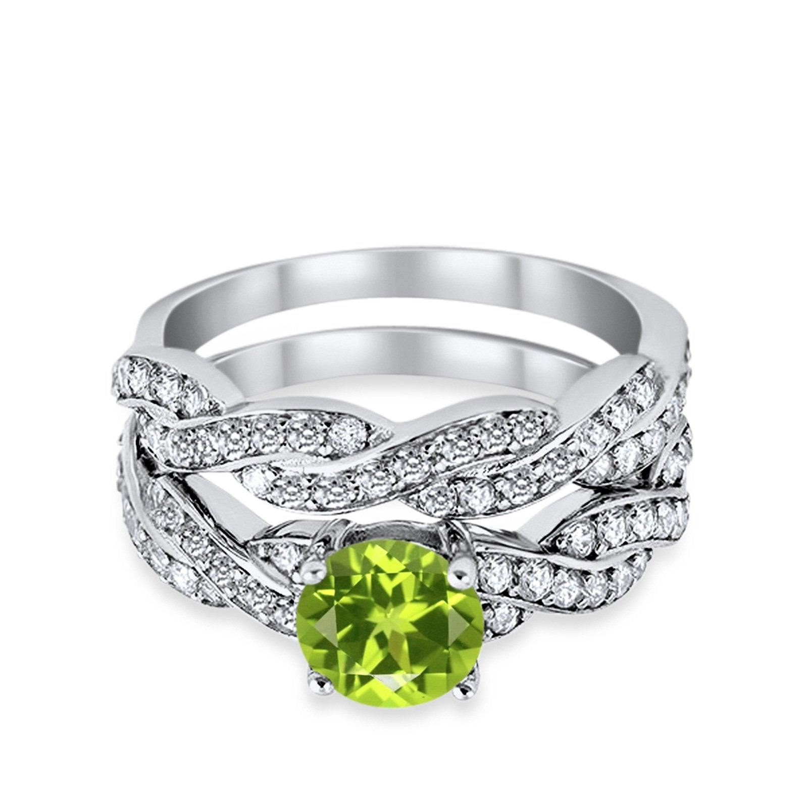 Art Deco Two Piece Braided Ring Simulated Cubic Zirconia 925 Sterling Silver