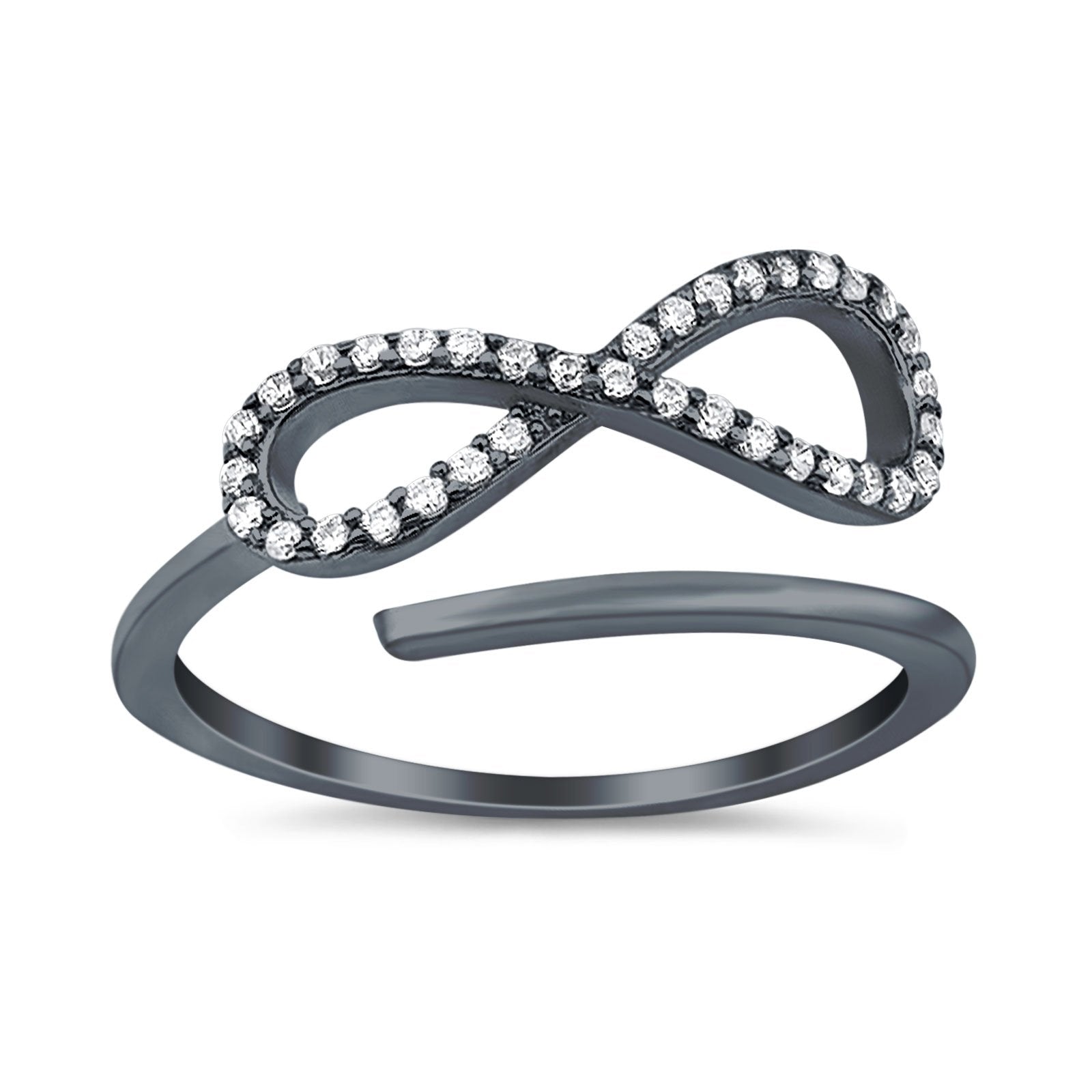 Infinity Promise Ring Round Eternity Simulated Cubic Zirconia 925 Sterling Silver