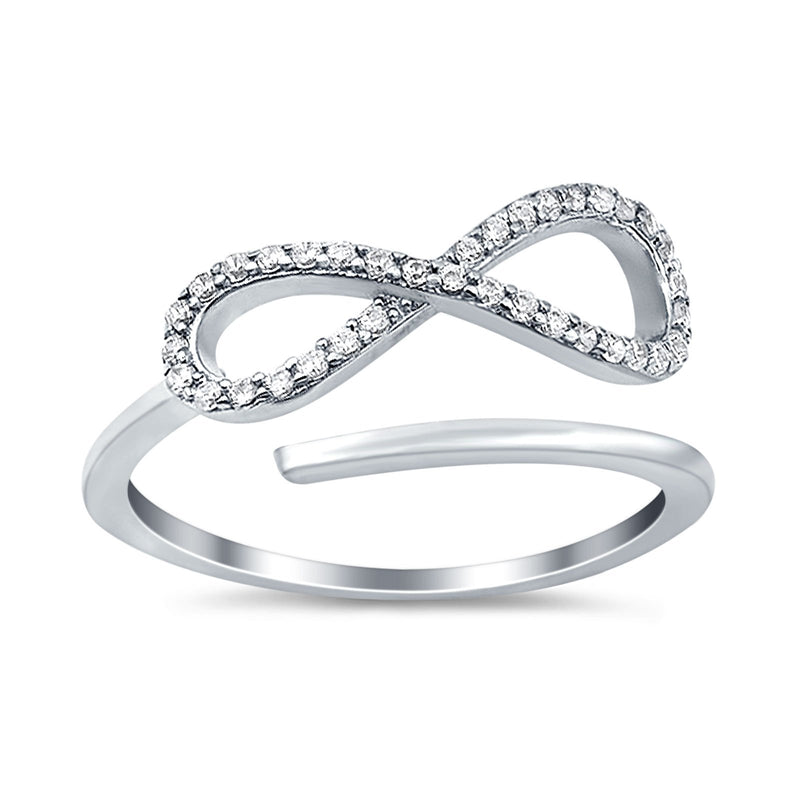 Infinity Promise Ring Round Eternity Simulated Cubic Zirconia 925 Sterling Silver