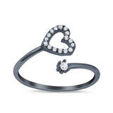 Round Heart Promise Eternity Ring Simulated Cubic Zirconia 925 Sterling Silver