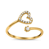 Round Heart Promise Eternity Ring Simulated Cubic Zirconia 925 Sterling Silver