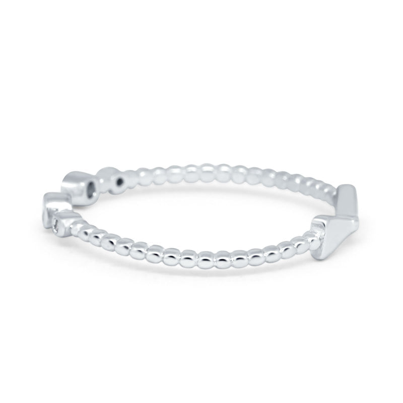 Rope Design Bow Ring Round Eternity Simulated Cubic Zirconia 925 Sterling Silver