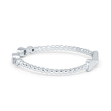 Rope Design Bow Ring Round Eternity Simulated Cubic Zirconia 925 Sterling Silver