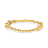 Rope Design Bow Ring Round Eternity Simulated Cubic Zirconia 925 Sterling Silver