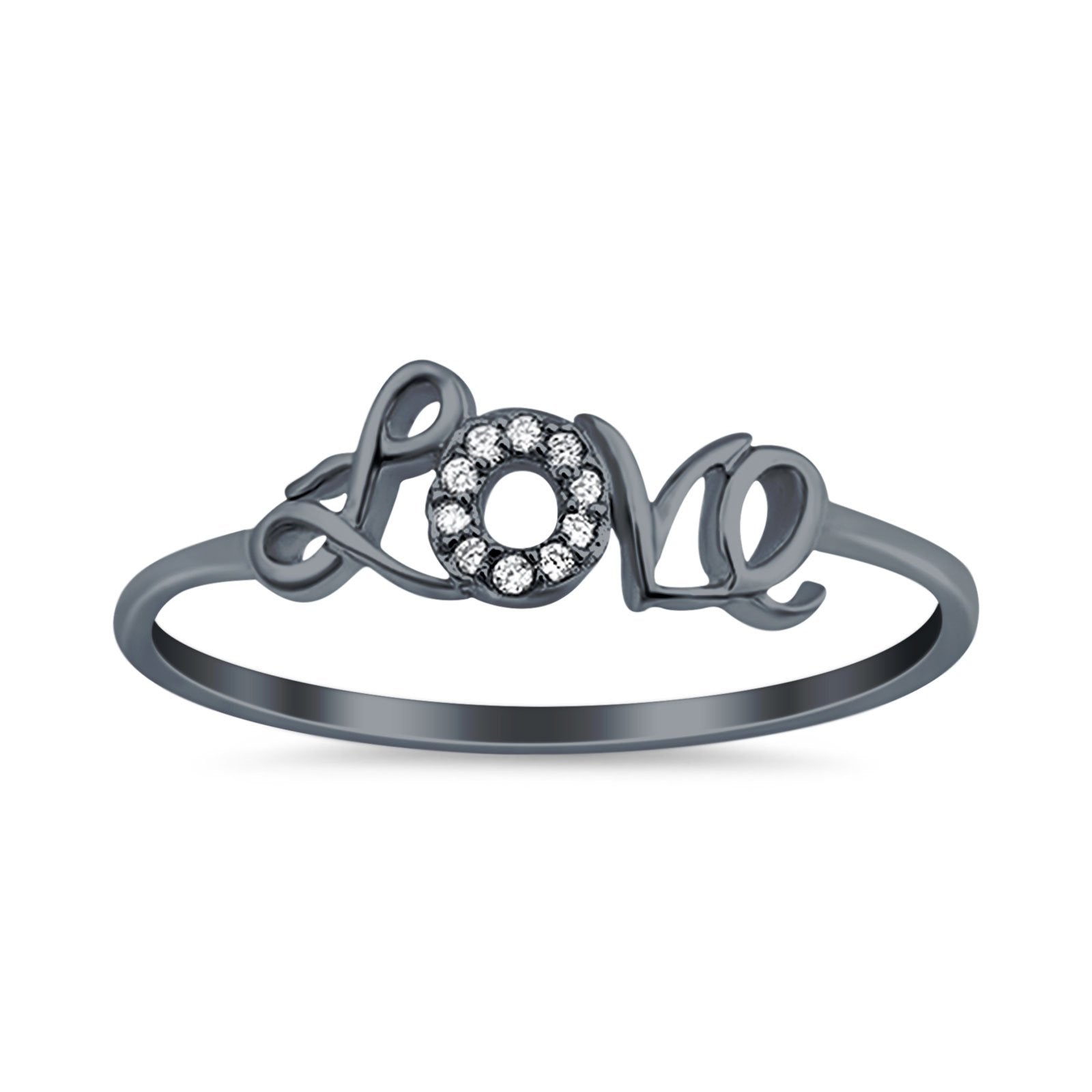 Engagement Eternity Love Ring Round Simulated Cubic Zirconia 925 Sterling Silver