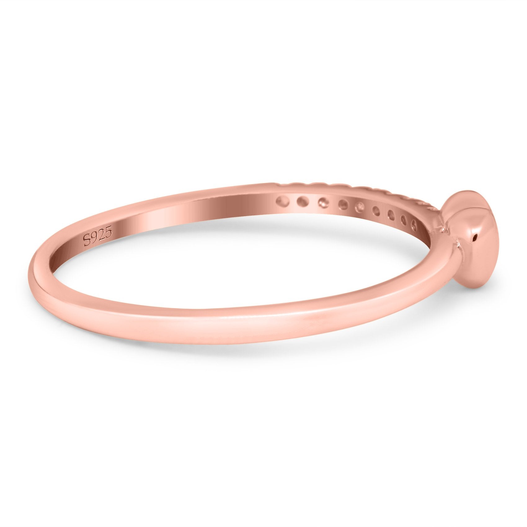 Wedding Heart Promise Ring Round Simulated Cubic Zirconia 925 Sterling Silver