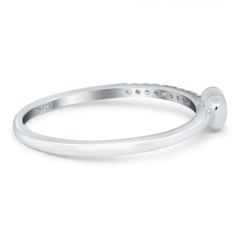Wedding Heart Promise Ring Round Simulated Cubic Zirconia 925 Sterling Silver