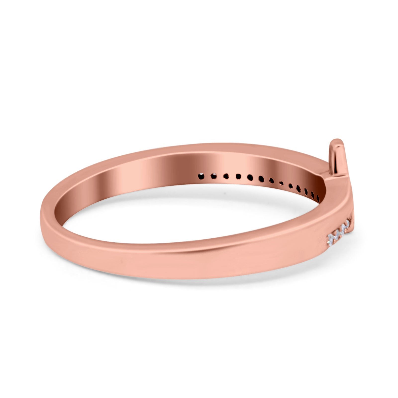 Sideway Cross Ring Round Eternity Simulated Cubic Zirconia 925 Sterling Silver