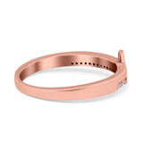 Sideway Cross Ring Round Eternity Simulated Cubic Zirconia 925 Sterling Silver