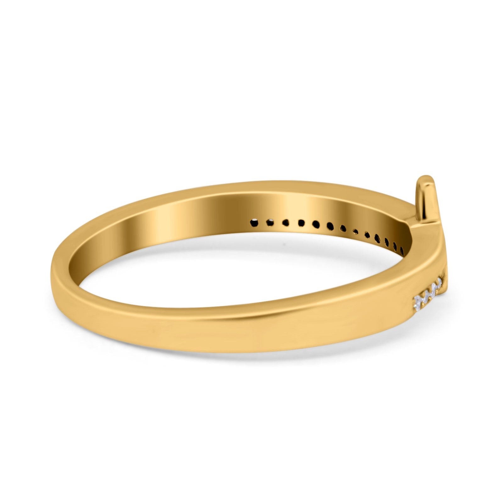 Sideway Cross Ring Round Eternity Simulated Cubic Zirconia 925 Sterling Silver