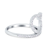 Heart Eternity Stackable Wedding Band Ring Round Simulated Cubic Zirconia 925 Sterling Silver
