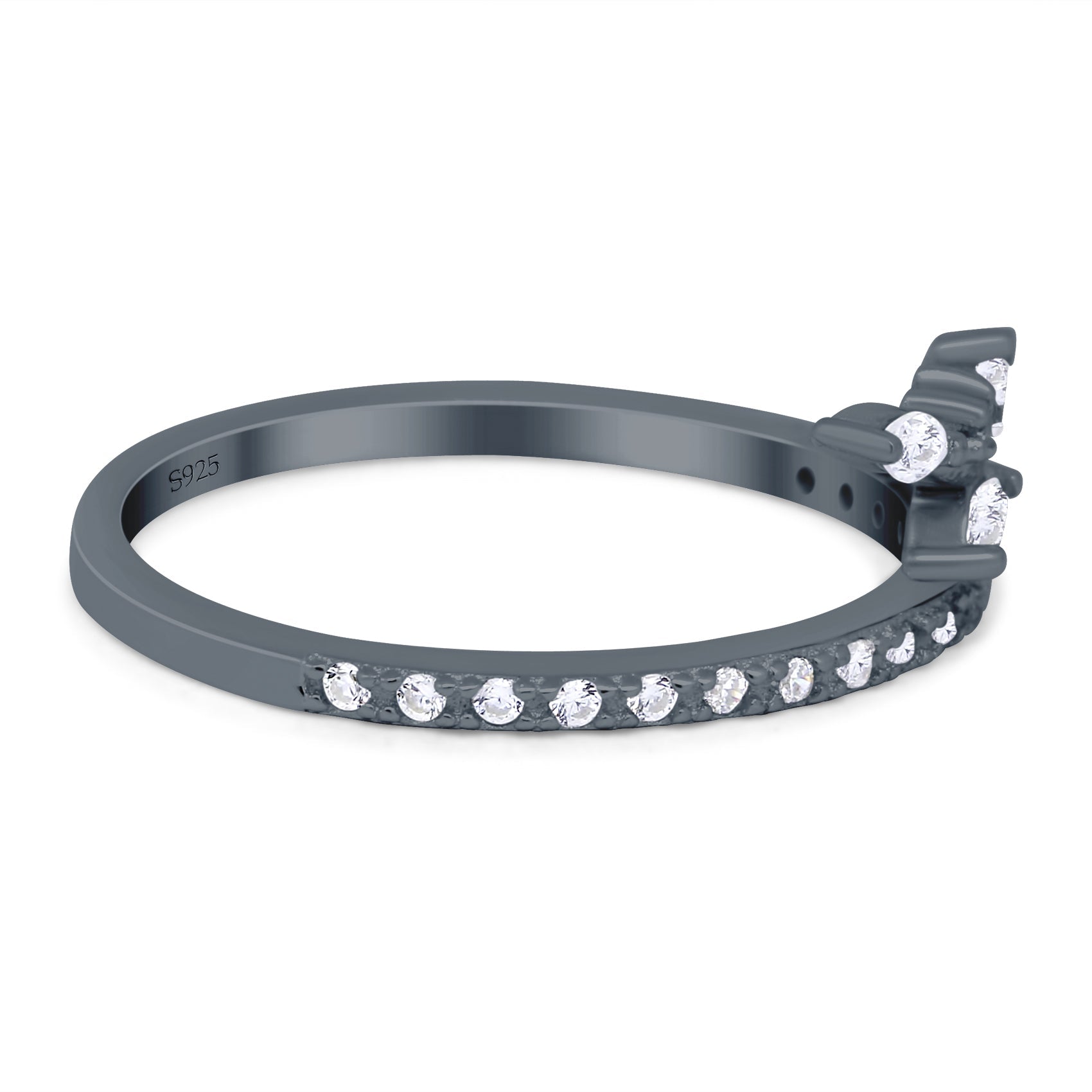 Half Eternity Fashion Ring Marquise Simulated Cubic Zirconia 925 Sterling Silver (9mm)