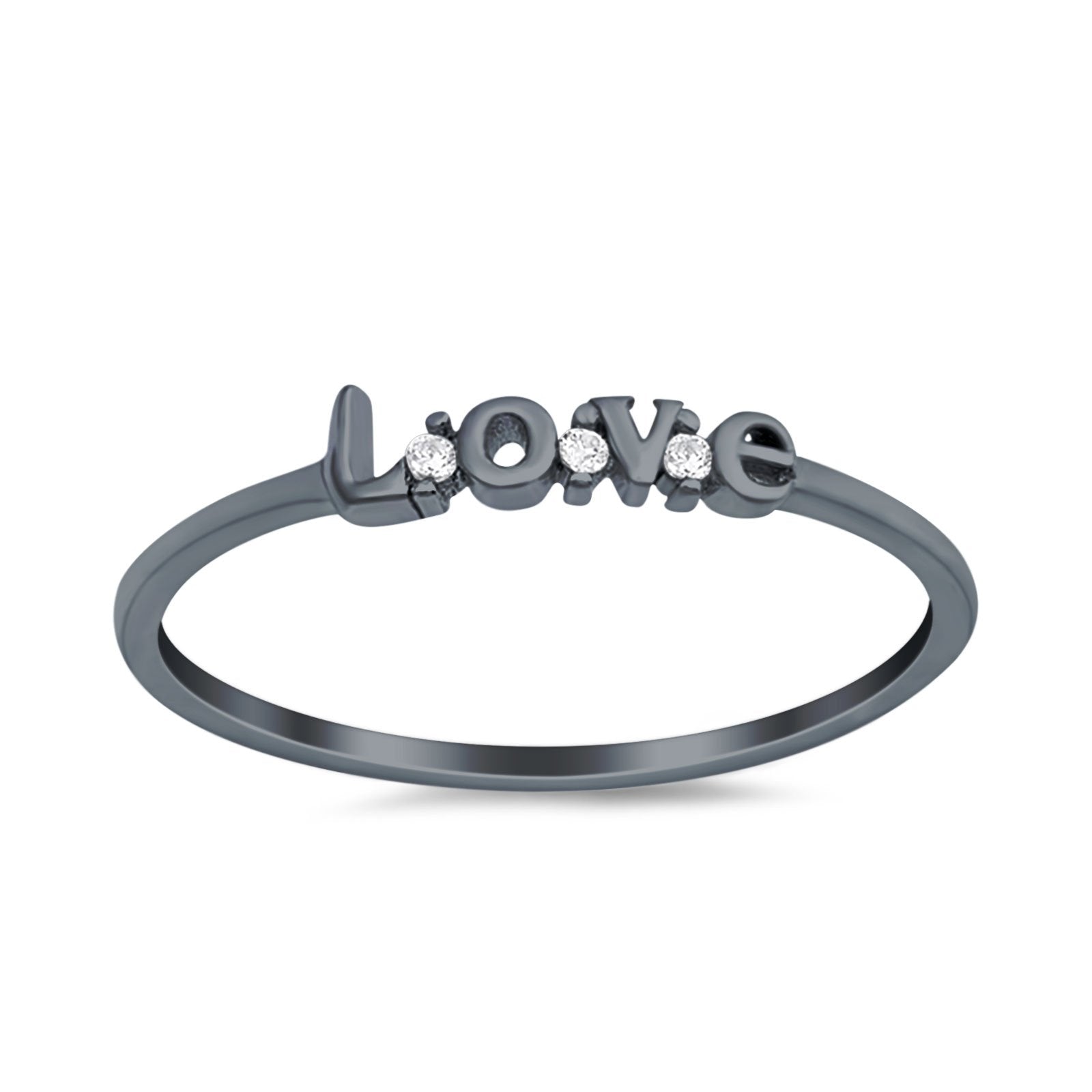 Love Band Ring Round Eternity Simulated Cubic Zirconia 925 Sterling Silver