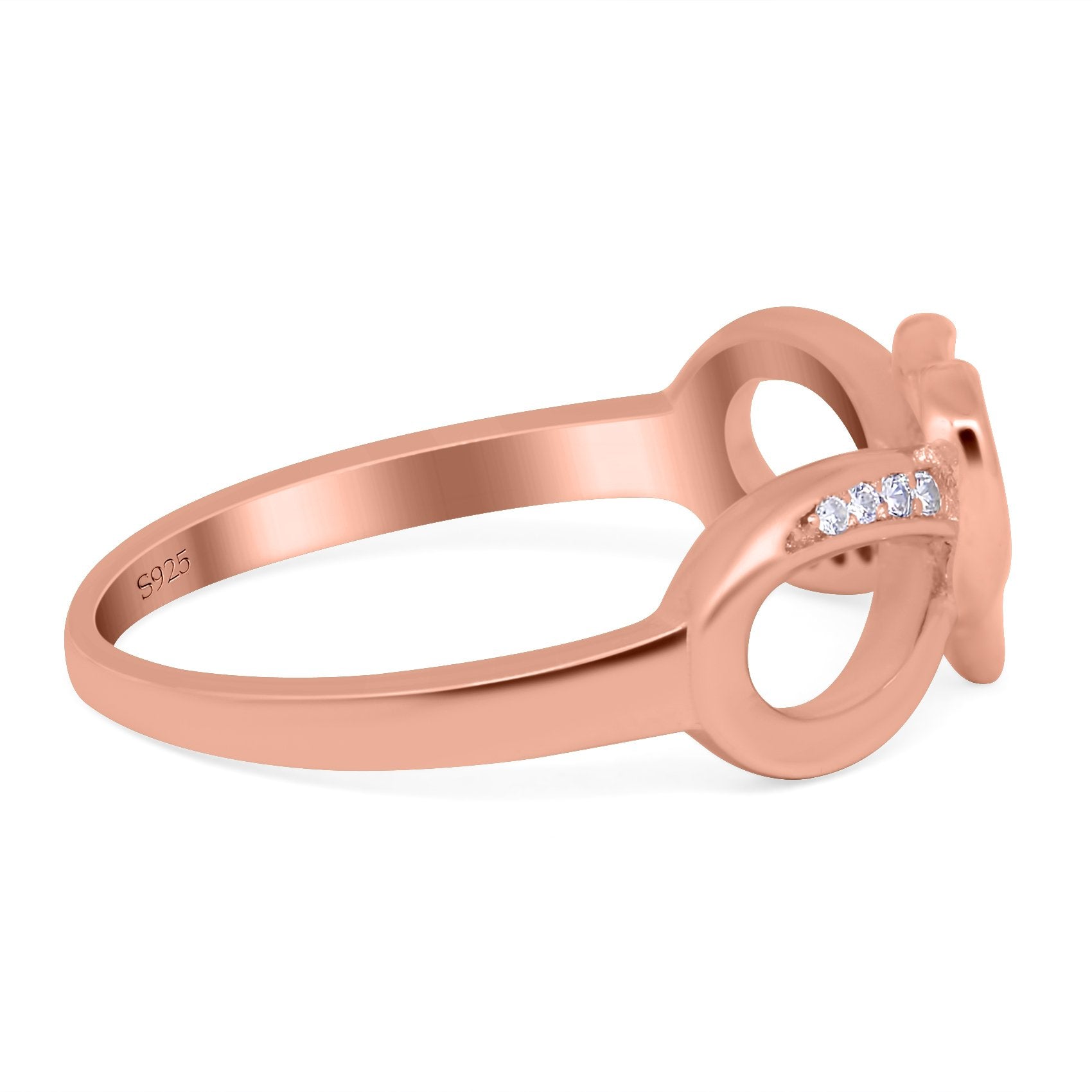 Infinity Two-Tone Heart Promise Ring Round Simulated Cubic Zirconia 925 Sterling Silver (8mm)