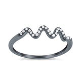 New Wave Band Ring Round Eternity Simulated Cubic Zirconia 925 Sterling Silver