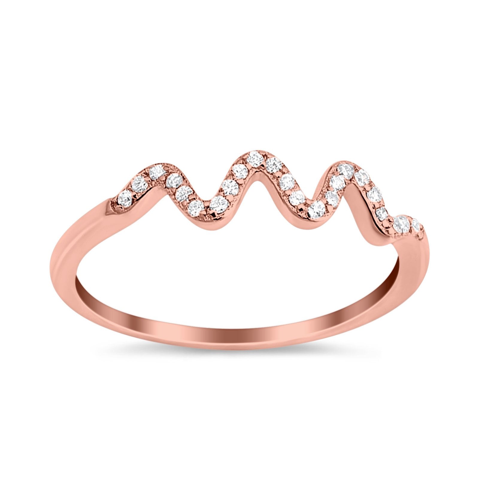 New Wave Band Ring Round Eternity Simulated Cubic Zirconia 925 Sterling Silver