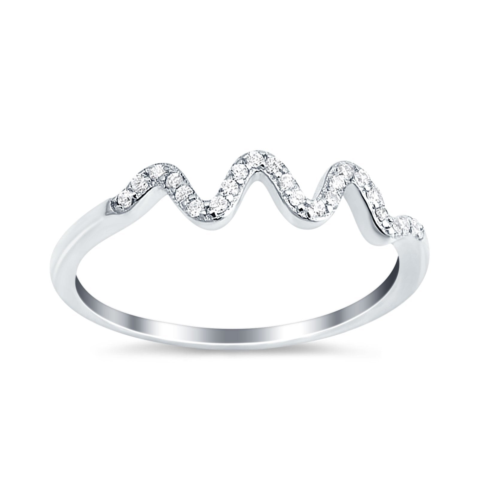 New Wave Band Ring Round Eternity Simulated Cubic Zirconia 925 Sterling Silver