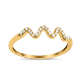 New Wave Band Ring Round Eternity Simulated Cubic Zirconia 925 Sterling Silver