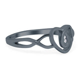 Fashion Heart Promise Ring Infinity Shank Round Simulated Cubic Zirconia 925 Sterling Silver (9mm)