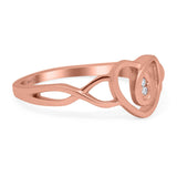 Fashion Heart Promise Ring Infinity Shank Round Simulated Cubic Zirconia 925 Sterling Silver (9mm)