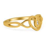 Fashion Heart Promise Ring Infinity Shank Round Simulated Cubic Zirconia 925 Sterling Silver (9mm)