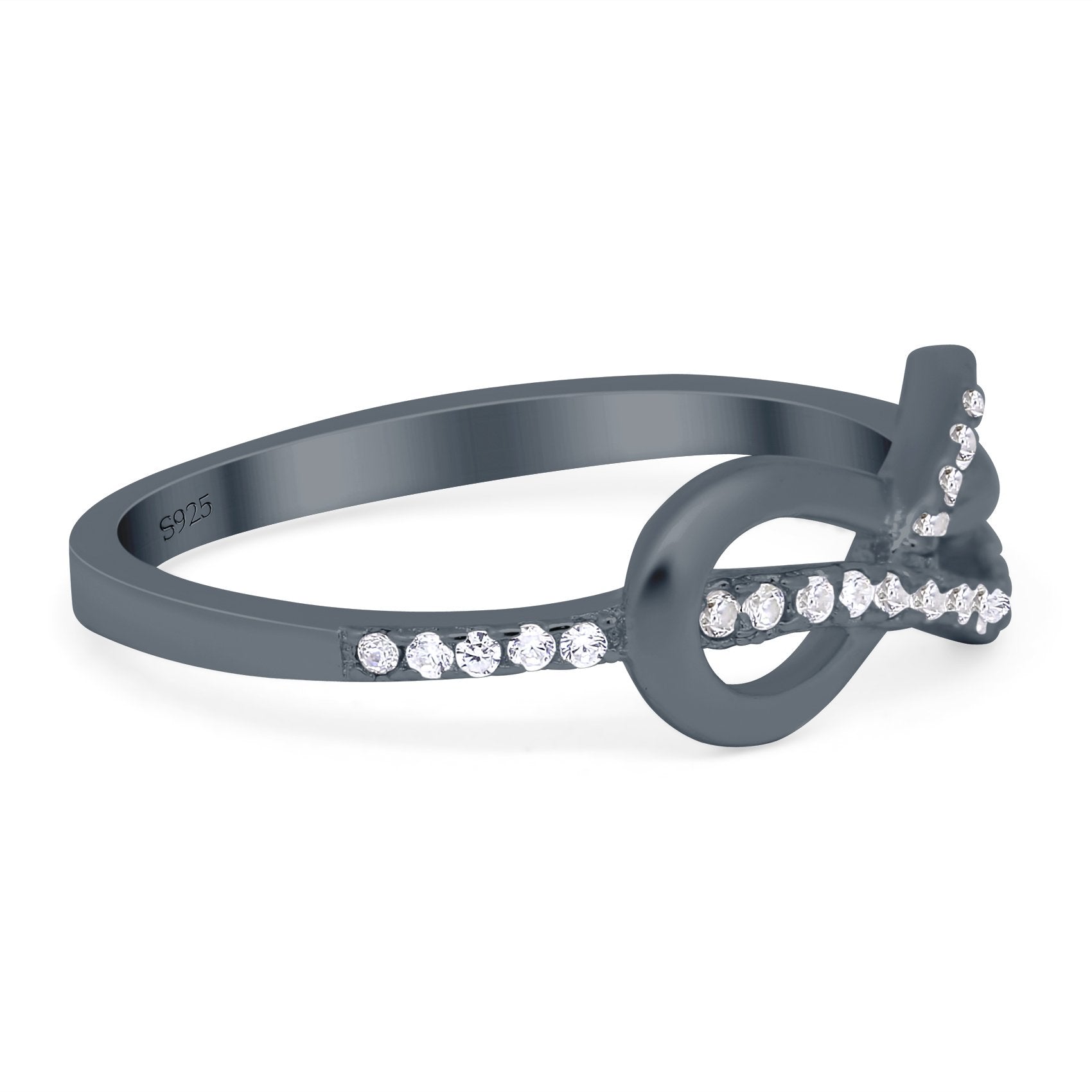 Tangled Knot Infinity Ring Round Simulated Cubic Zirconia 925 Sterling Silver (6mm)