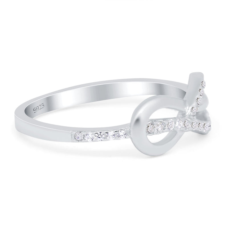 Tangled Knot Infinity Ring Round Simulated Cubic Zirconia 925 Sterling Silver (6mm)