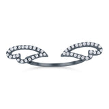 Angel Wings Ring Round Simulated Cubic Zirconia 925 Sterling Silver (6mm)