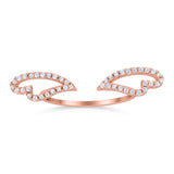 Angel Wings Ring Round Simulated Cubic Zirconia 925 Sterling Silver (6mm)