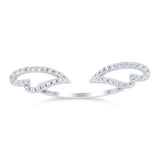 Angel Wings Ring Round Simulated Cubic Zirconia 925 Sterling Silver (6mm)