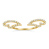 Angel Wings Ring Round Simulated Cubic Zirconia 925 Sterling Silver (6mm)
