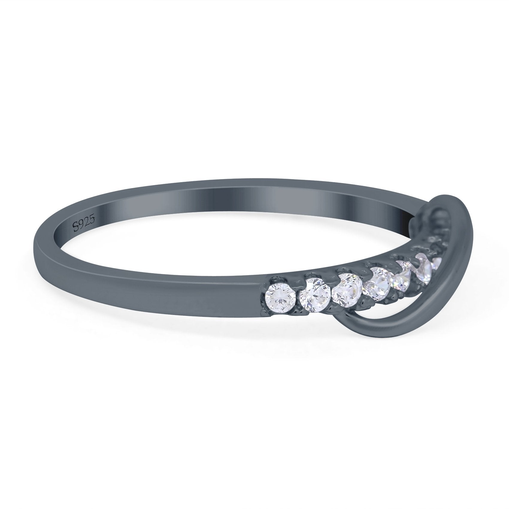 Constellation Ring Half Eternity Round Simulated Cubic Zirconia 925 Sterling Silver (6mm)