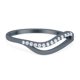 Wave Ring Half Eternity Round Simulated Cubic Zirconia 925 Sterling Silver (7mm)