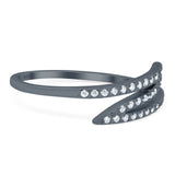 Fashion Half Eternity Ring Round Simulated Cubic Zirconia 925 Sterling Silver (5mm)