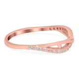 Fashion Crisscross Half Eternity Ring Band Round 4mm Simulated Cubic Zirconia 925 Sterling Silver