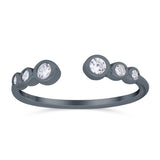 Half Eternity Ring Band Bezel Set Round Simulated Cubic Zirconia 925 Sterling Silver (4mm)