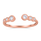 Half Eternity Ring Band Bezel Set Round Simulated Cubic Zirconia 925 Sterling Silver (4mm)