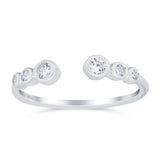 Half Eternity Ring Band Bezel Set Round Simulated Cubic Zirconia 925 Sterling Silver (4mm)