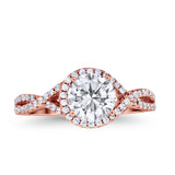 Halo Twisted Engagement Ring Simulated Cubic Zirconia 925 Sterling Silver
