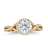 Halo Twisted Engagement Ring Simulated Cubic Zirconia 925 Sterling Silver
