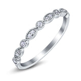 Half Eternity Marquise Wedding Band Simulated Cubic Zirconia 925 Sterling Silver