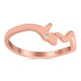 Snake Band Wedding Ring Round Simulated Cubic Zirconia 925 Sterling Silver (6mm)