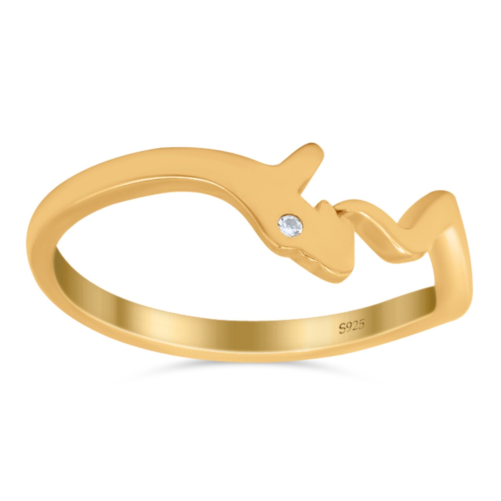 Snake Band Wedding Ring Round Simulated Cubic Zirconia 925 Sterling Silver (6mm)