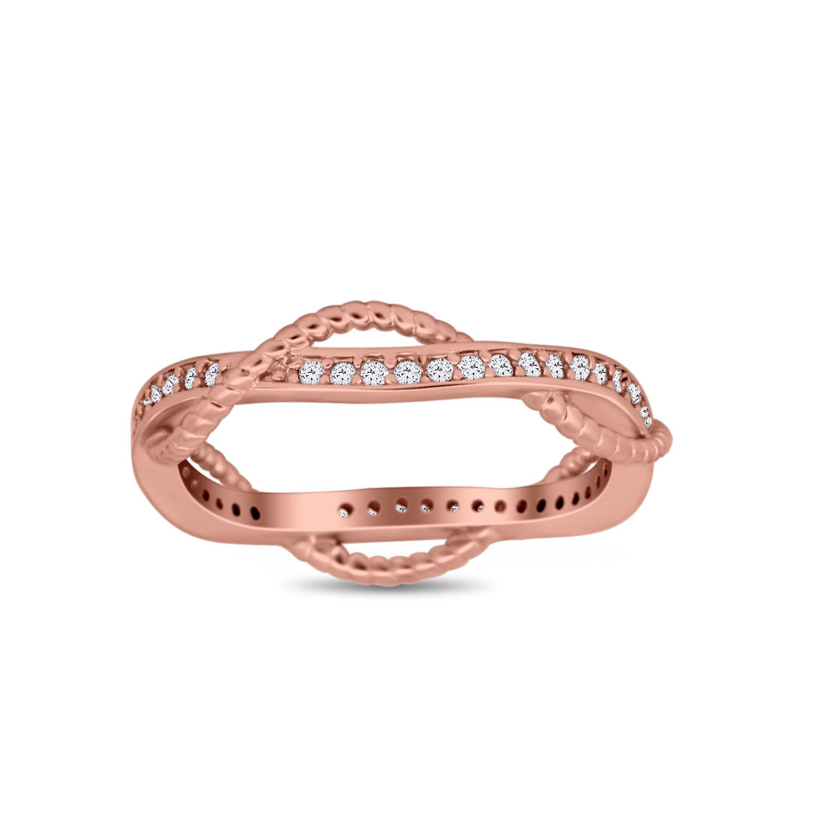 Infinity Braided Eternity Style Band Ring Round Simulated CZ 925 Sterling Silver