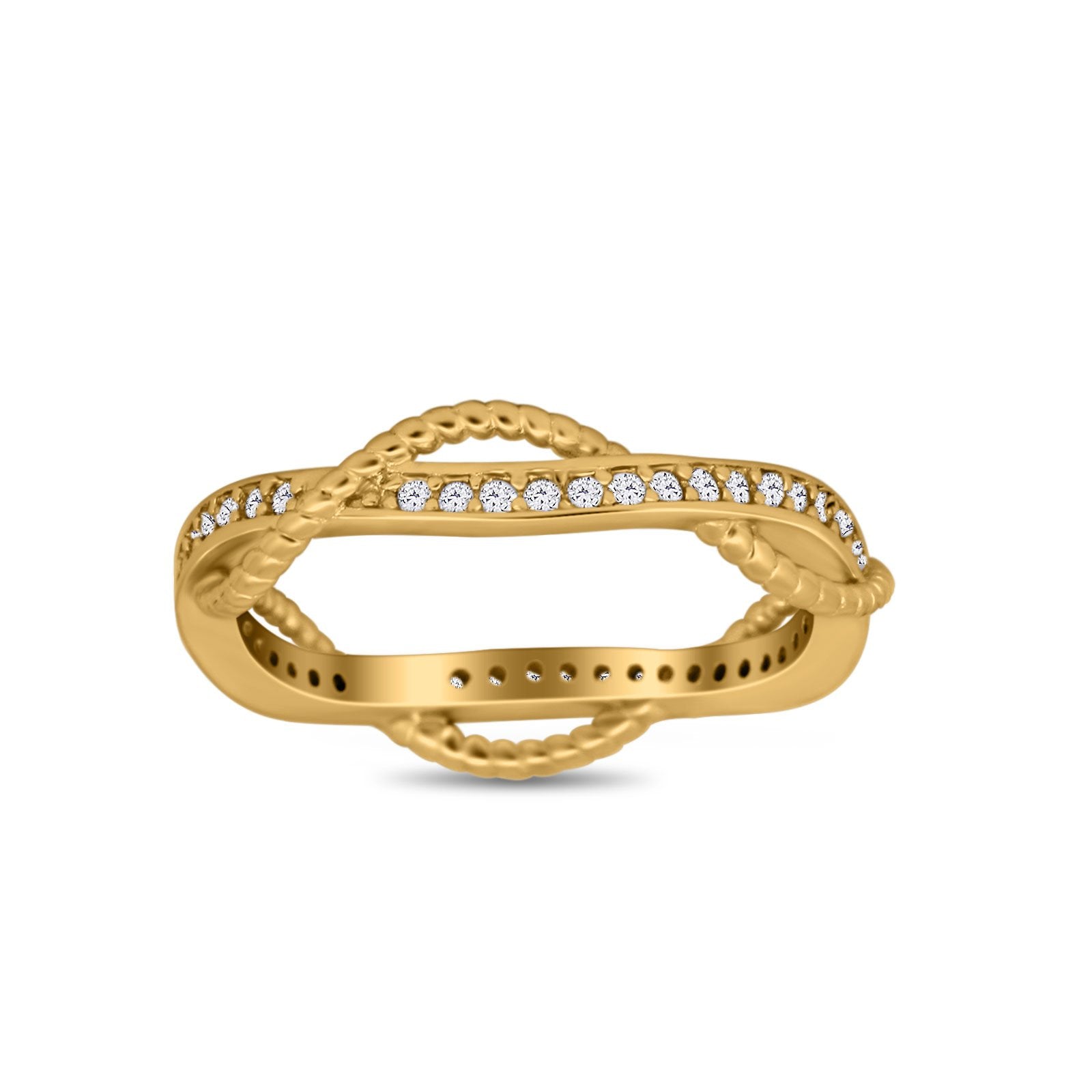 Infinity Braided Eternity Style Band Ring Round Simulated CZ 925 Sterling Silver