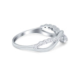 Infinity Crisscross Band Eternity Ring Round Simulated CZ 925 Sterling Silver