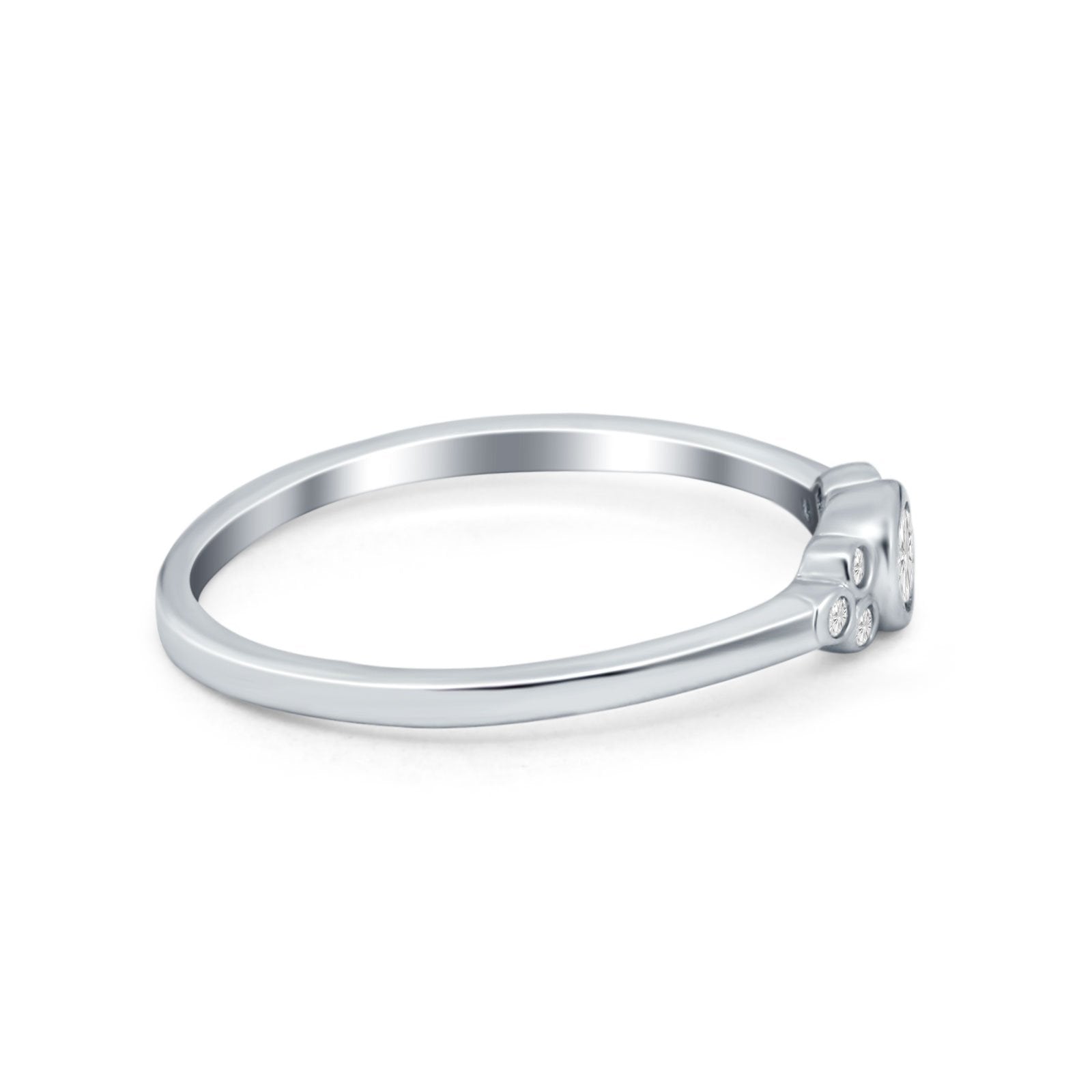 Art Deco Wedding Thumb Ring Round Simulated Cubic Zirconia 925 Sterling Silver