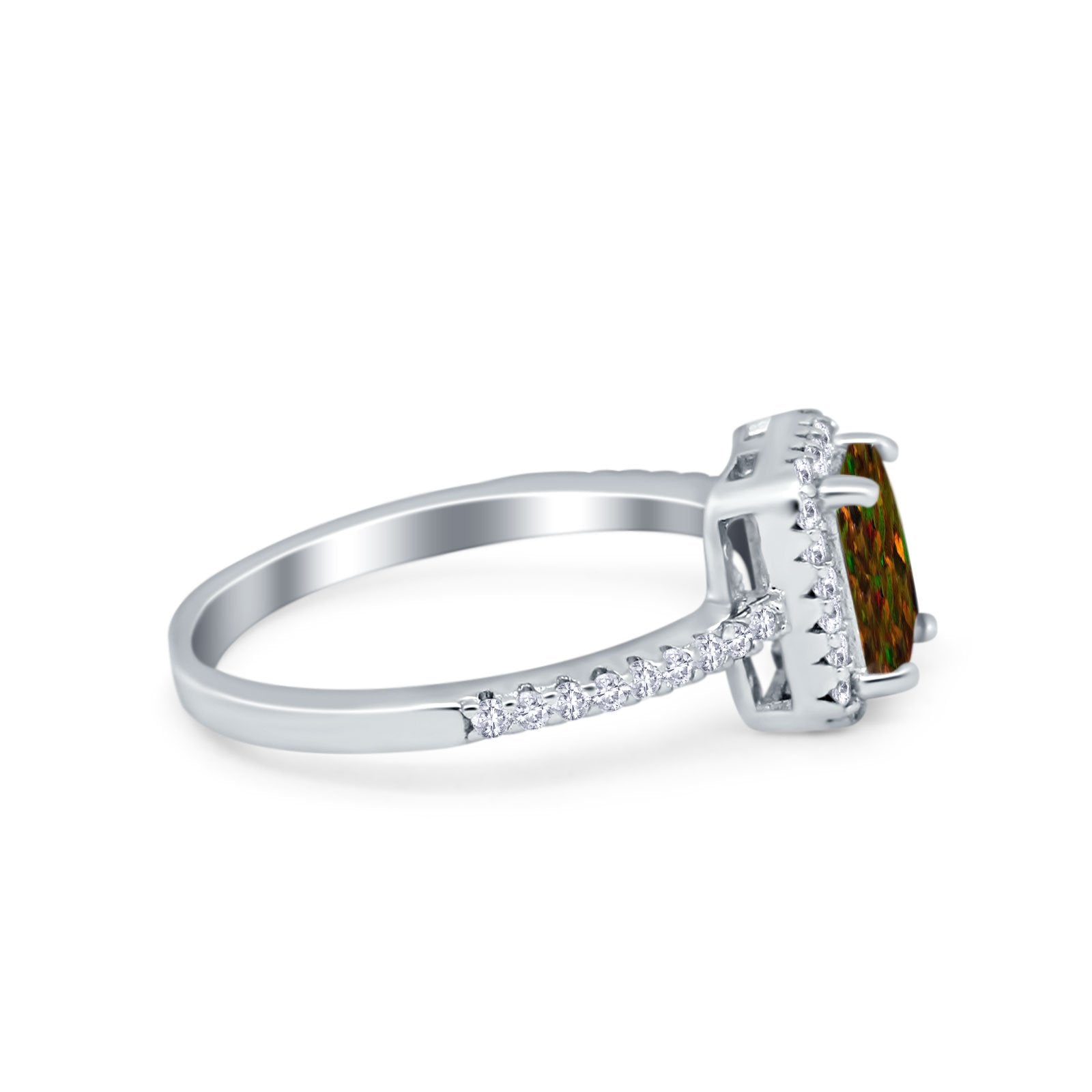 Halo Wedding Bridal Ring Simulated Cubic Zirconia Accent 925 Sterling Silver